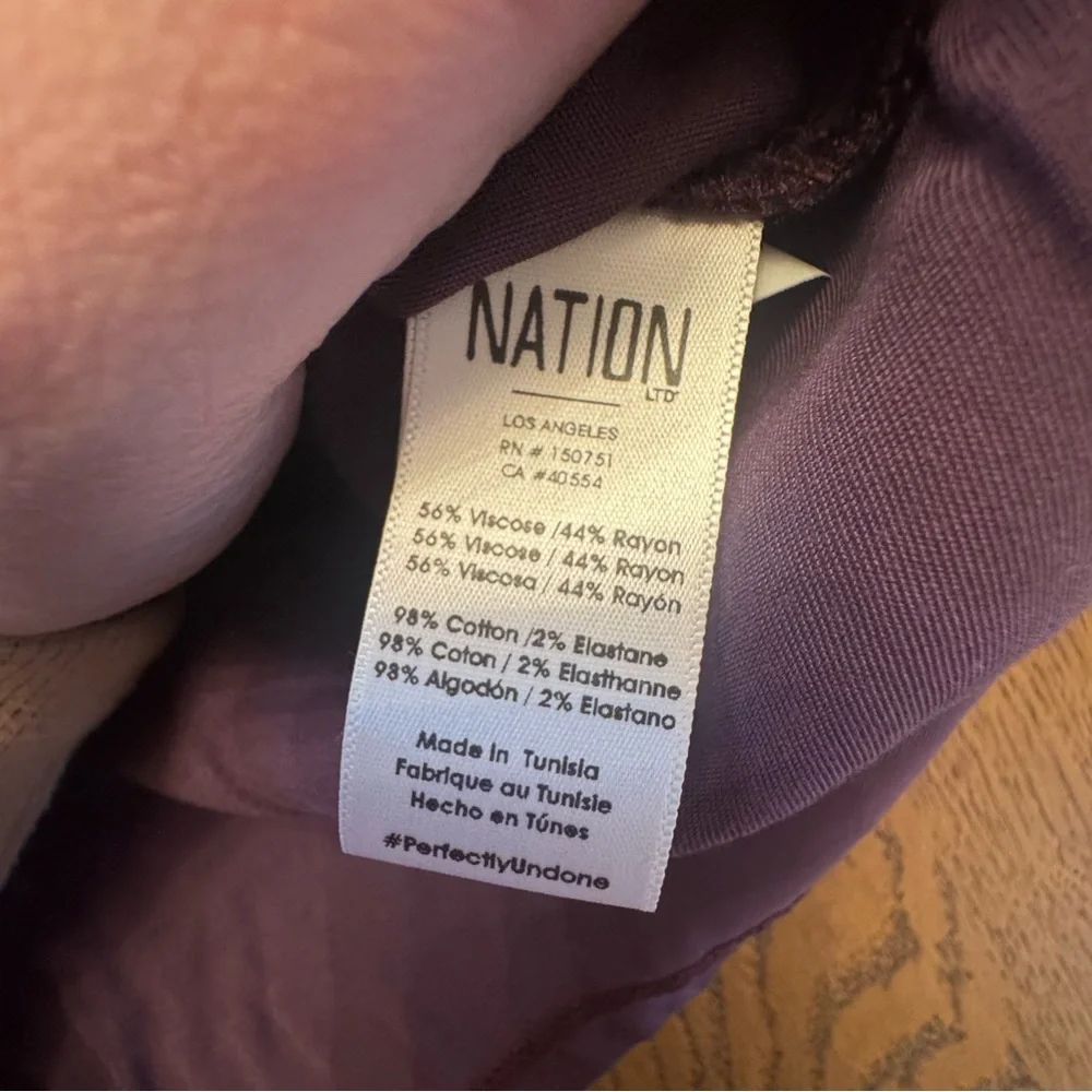 Nation‎ LTD  June Top V-Neck Top in Fog Jam purple plum  color XS Satin NWT